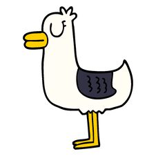 Cartoon Doodle Sea Gull Stock Images