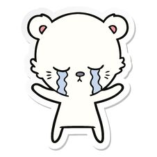 Sticker Of A Crying Cartoon Polarbear Royalty Free Stock Image