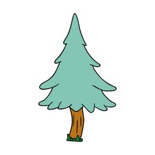 Cartoon Doodle Of Woodland Pine Trees Royalty Free Stock Photo