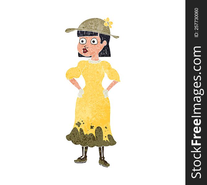 Retro Cartoon Woman In Muddy Dress