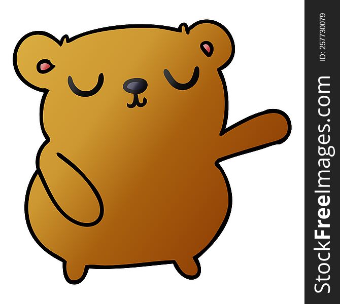 freehand drawn gradient cartoon of a cute bear