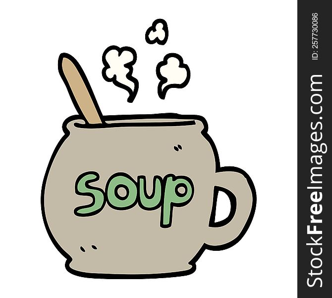 hand drawn doodle style cartoon cup of soup