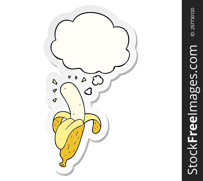 Cartoon Banana And Thought Bubble As A Printed Sticker