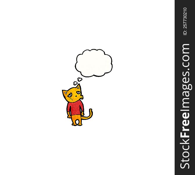 cat with thought cloud cartoon