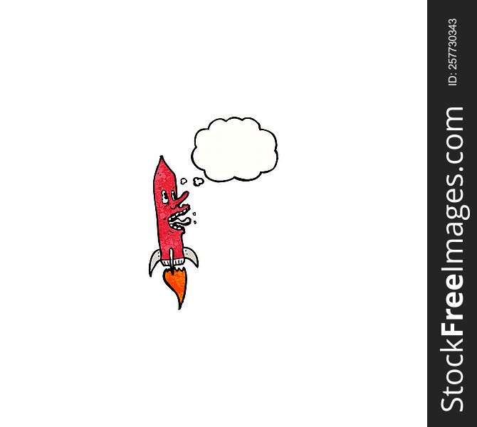 Cartoon Rocket With Thought Bubble