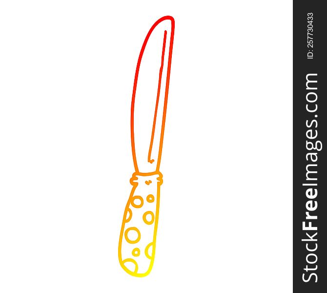 Warm Gradient Line Drawing Cartoon Knife