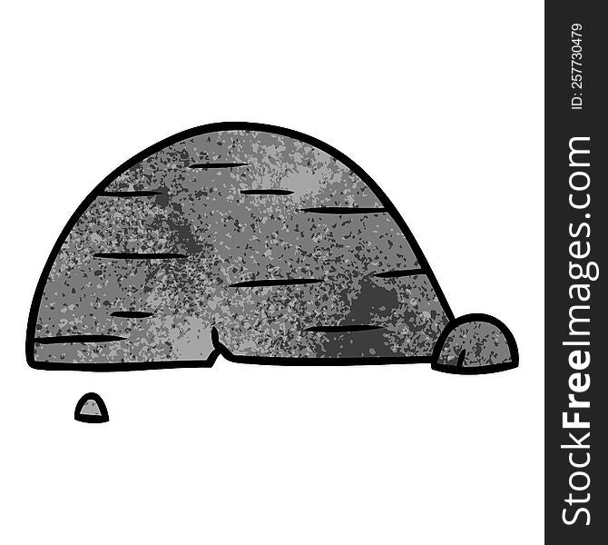 Textured Cartoon Doodle Of Grey Stone Boulder