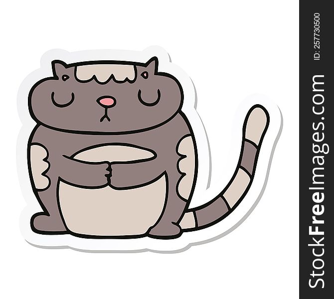 Sticker Of A Cute Cartoon Cat