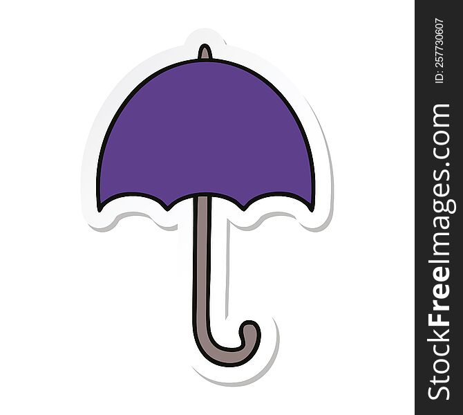 Sticker Of A Cute Cartoon Open Umbrella