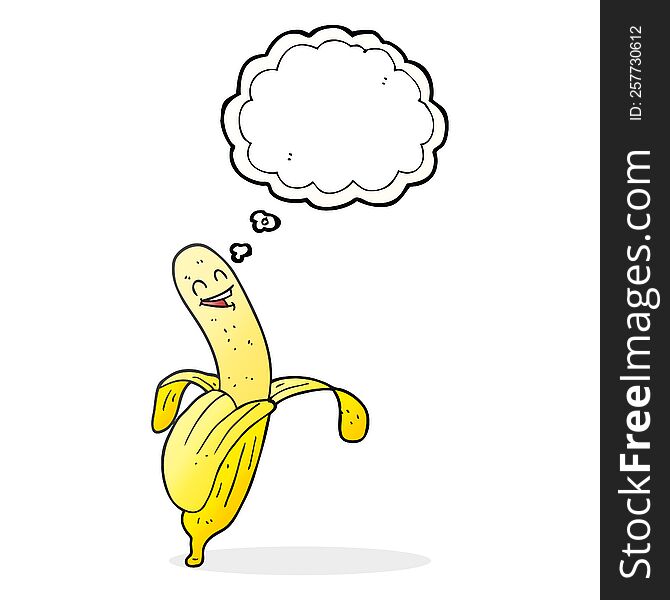 freehand drawn thought bubble cartoon banana