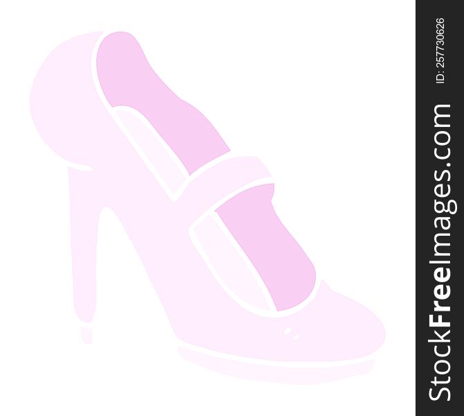 Flat Color Illustration Of A Cartoon High Heeled Shoe