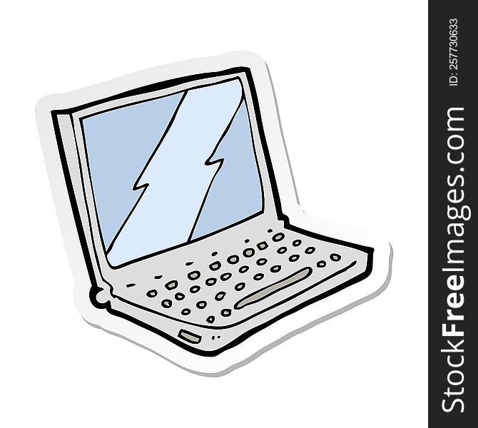 Sticker Of A Cartoon Laptop Computer