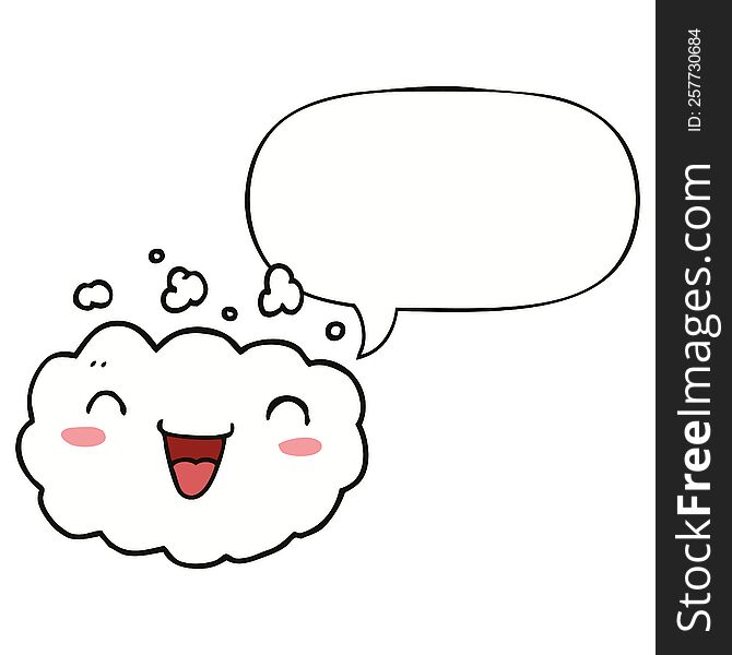 Happy Cartoon Cloud And Speech Bubble