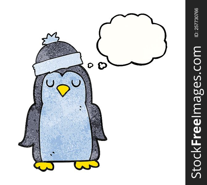 Thought Bubble Textured Cartoon Penguin