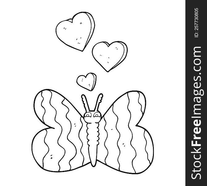 Black And White Cartoon Butterfly