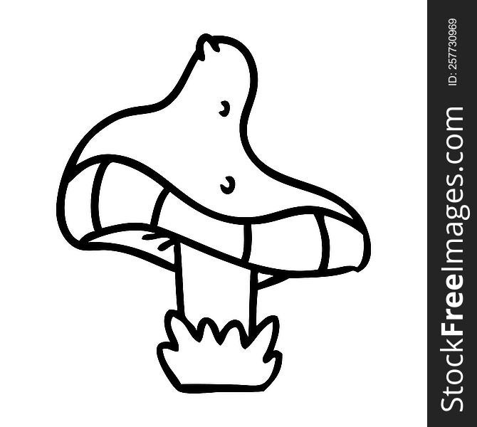 line drawing doodle of a single mushroom