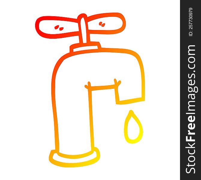 warm gradient line drawing of a cartoon dripping faucet