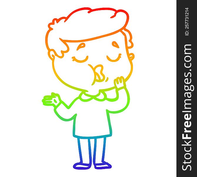 Rainbow Gradient Line Drawing Cartoon Man Talking