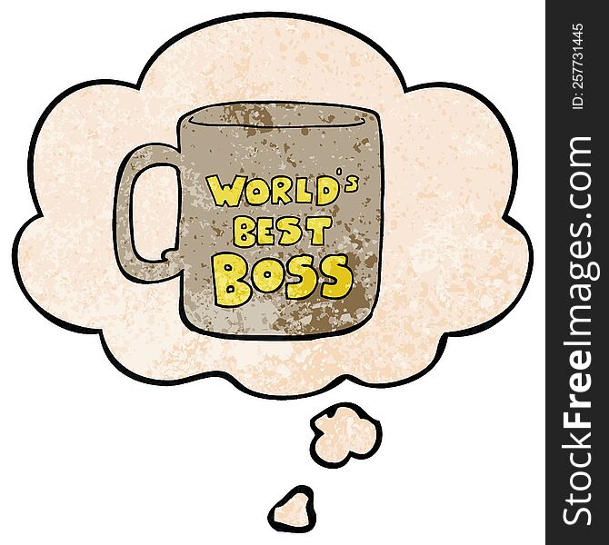 Worlds Best Boss Mug And Thought Bubble In Grunge Texture Pattern Style