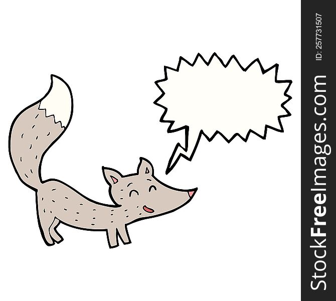 Cartoon Little Wolf With Speech Bubble