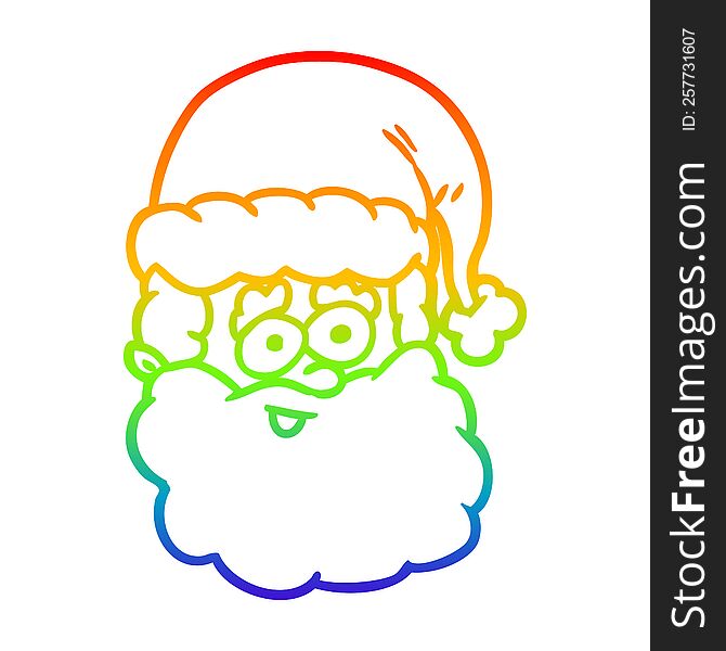 Rainbow Gradient Line Drawing Santa Claus