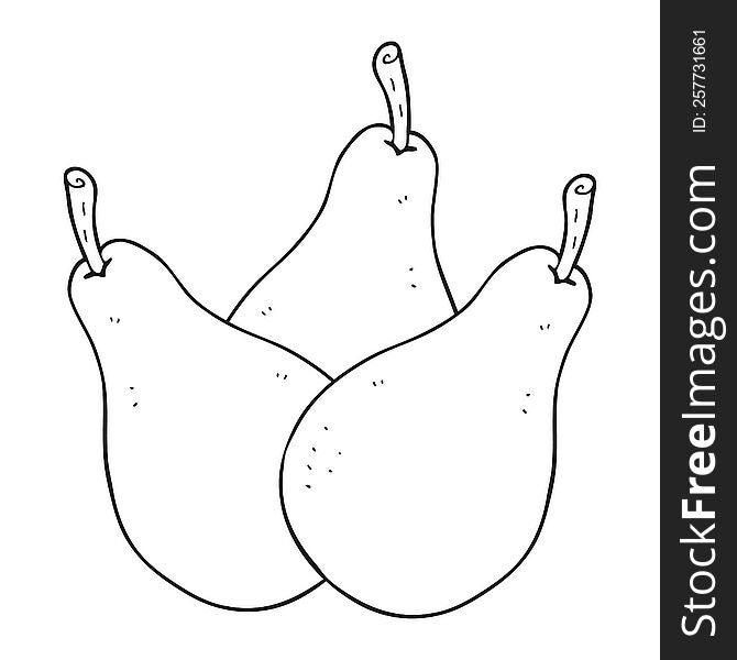 freehand drawn black and white cartoon pears