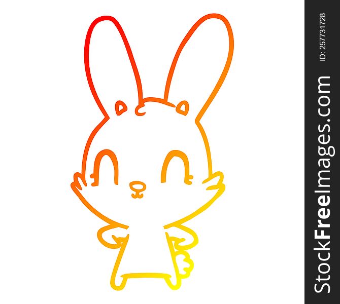 Warm Gradient Line Drawing Cute Cartoon Rabbit