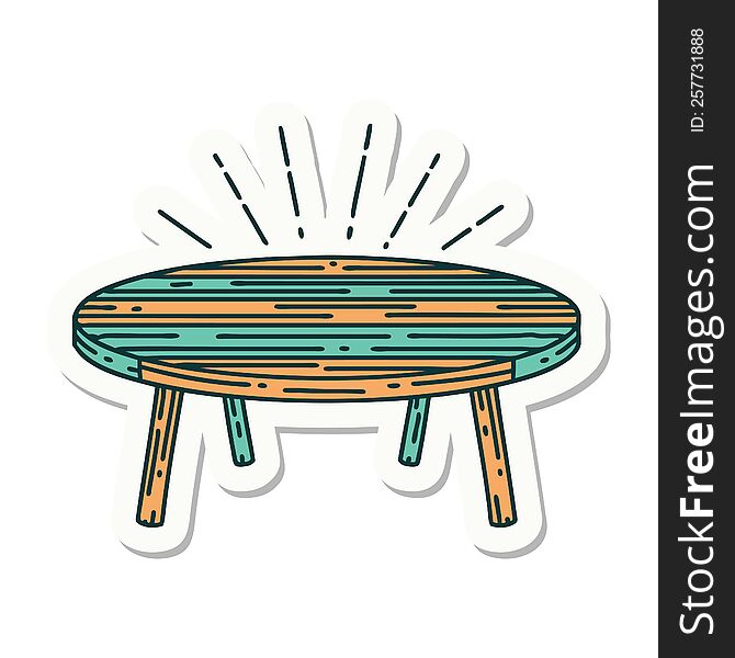 Sticker Of Tattoo Style Wood Table