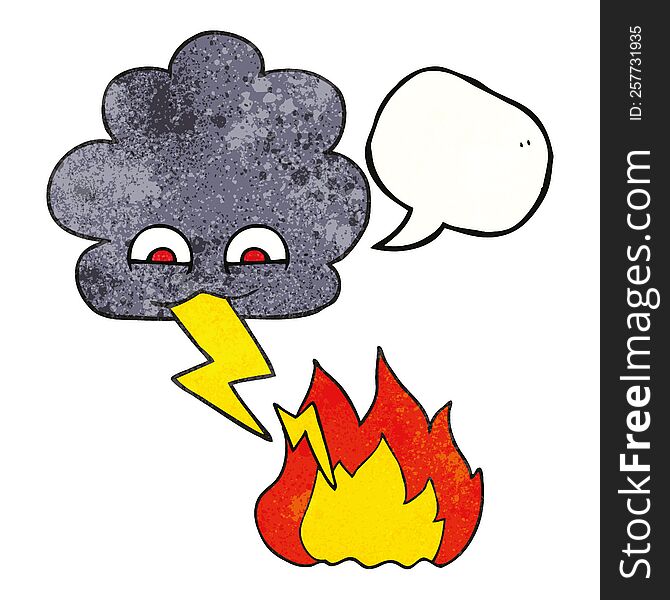 freehand speech bubble textured cartoon thundercloud lightning strike. freehand speech bubble textured cartoon thundercloud lightning strike