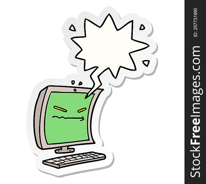 cyber bullying cartoon and speech bubble sticker