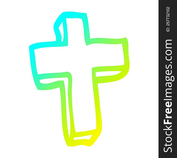 Cold Gradient Line Drawing Cartoon Wood Cross