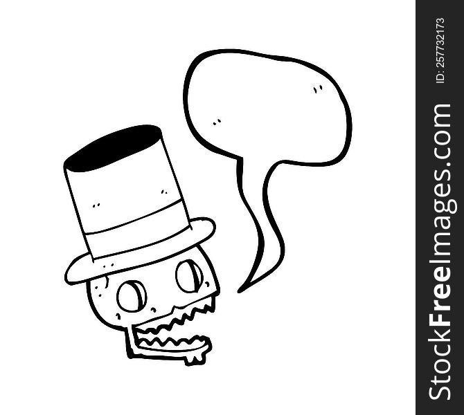 Speech Bubble Cartoon Laughing Skull In Top Hat