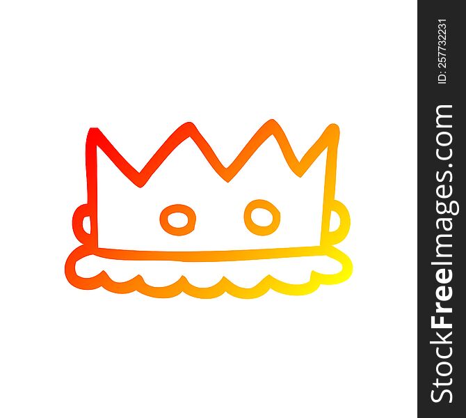 warm gradient line drawing of a cartoon silver crown