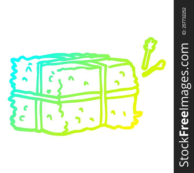 cold gradient line drawing of a cartoon bale of hay