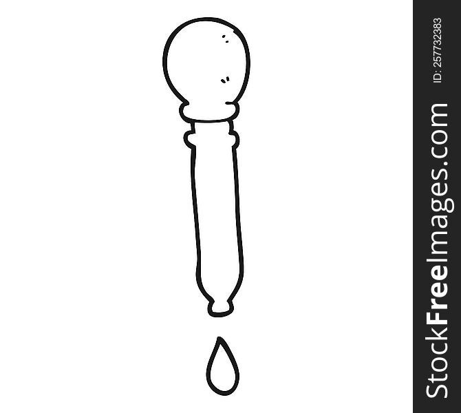 freehand drawn black and white cartoon water dropper