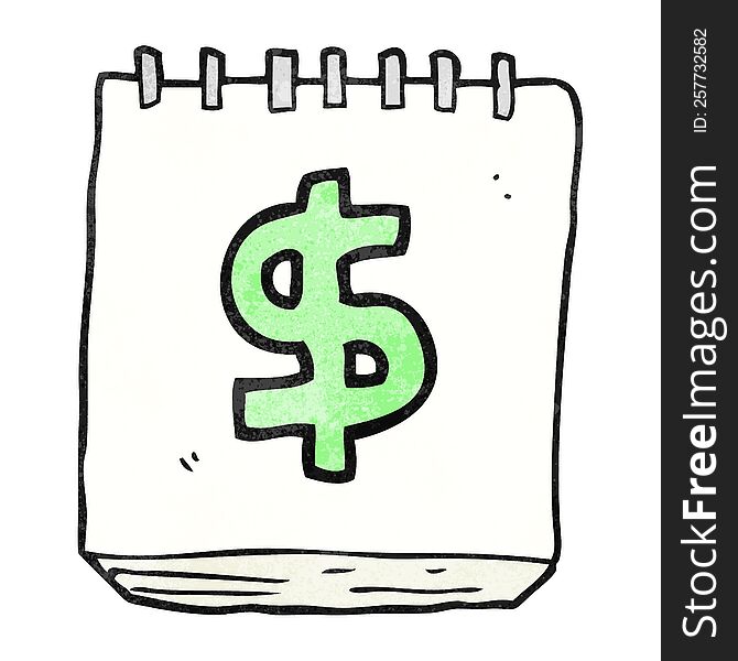 textured cartoon note pad with dollar symbol