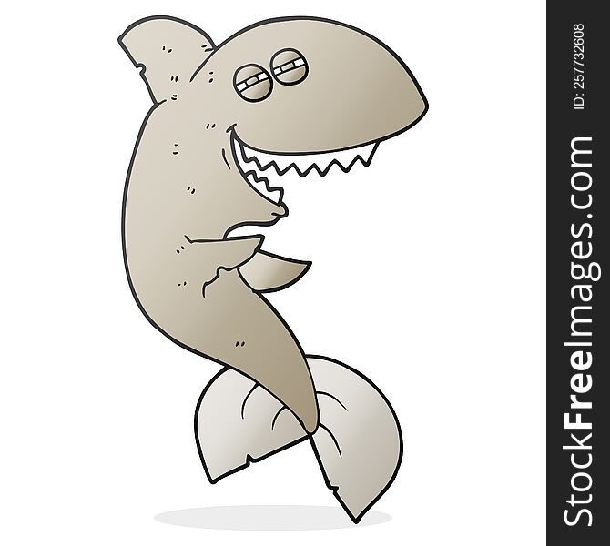 freehand drawn cartoon laughing shark