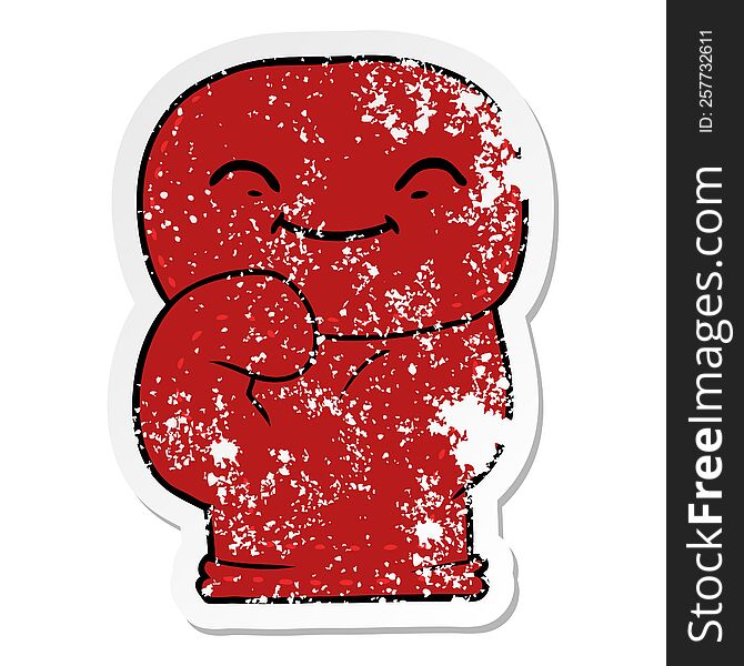 Distressed Sticker Of A Cartoon Boxing Glove