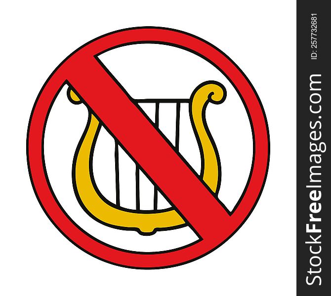 cute cartoon of a no music allowed sign