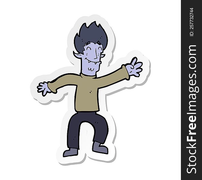 Sticker Of A Cartoon Happy Vampire Man