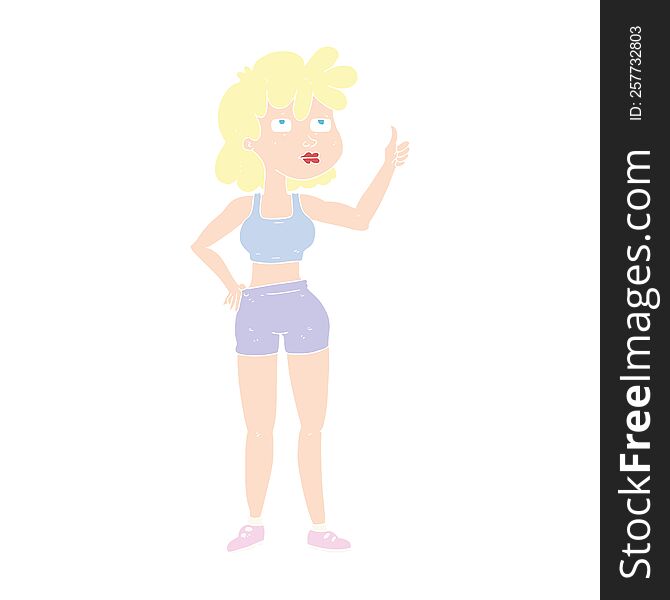 Flat Color Illustration Of A Cartoon Gym Woman