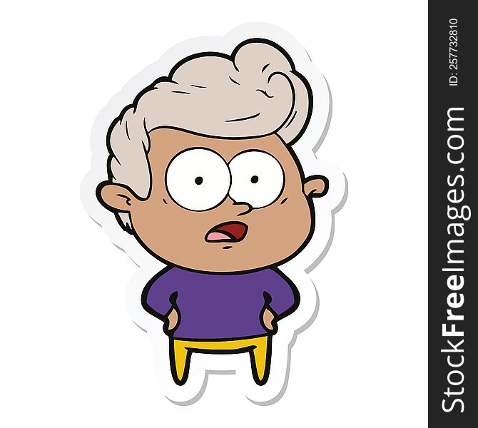 Sticker Of A Cartoon Staring Man