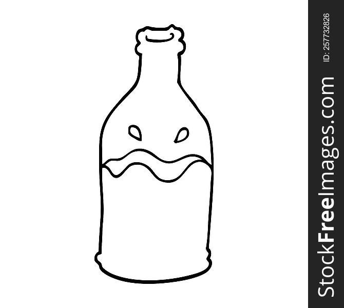 line drawing cartoon green bottle