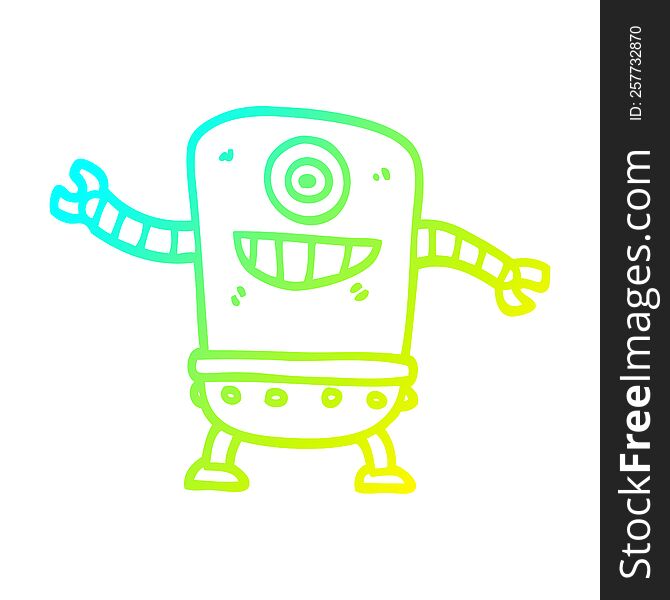 Cold Gradient Line Drawing Cartoon Robot