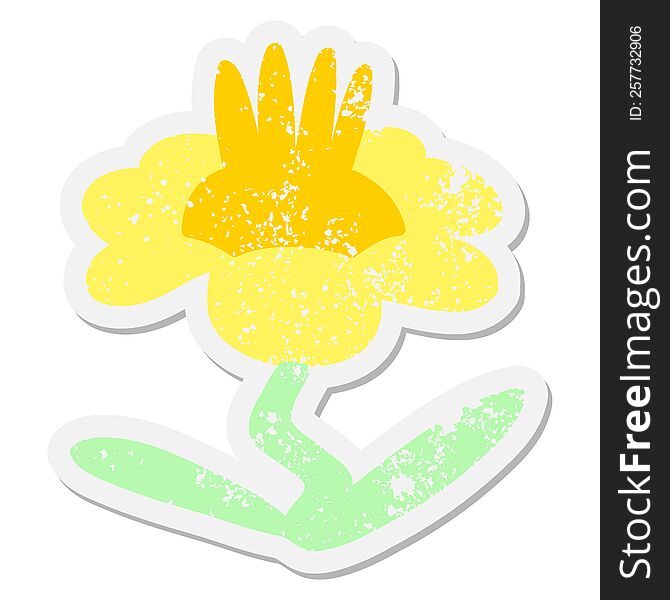 Cartoon Flower Growing Grunge Sticker