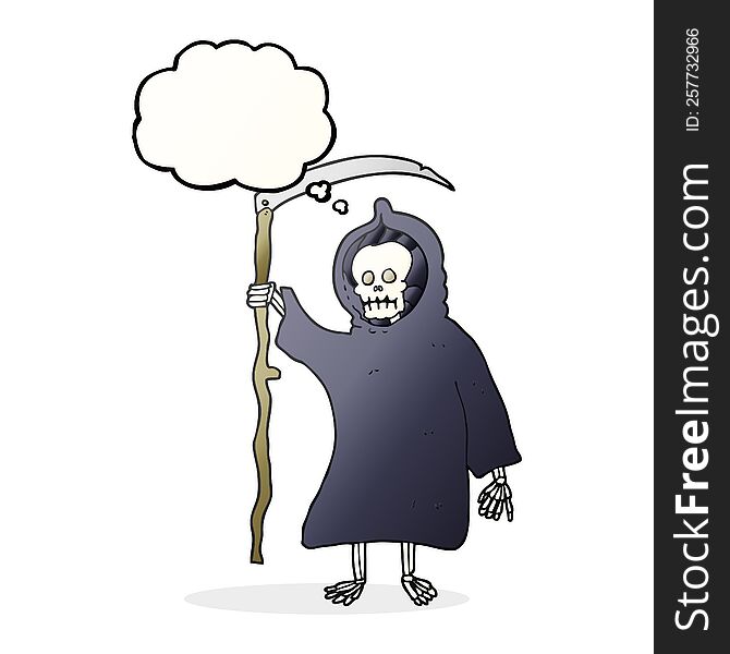 Thought Bubble Cartoon Spooky Death Figure
