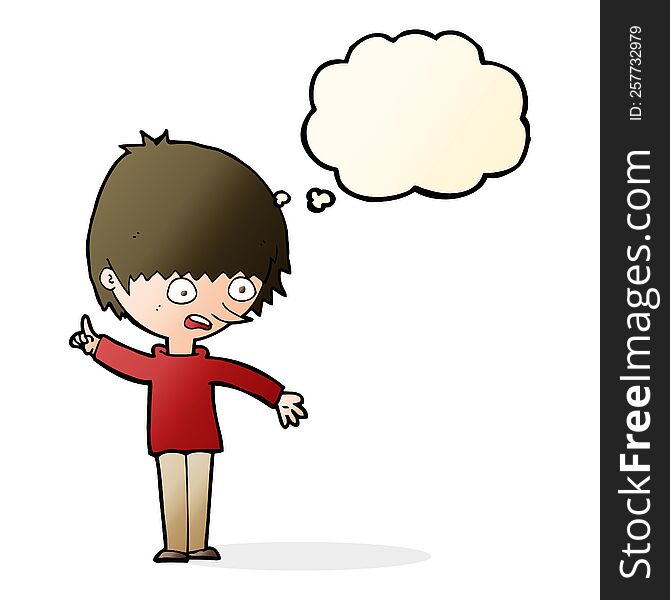 Cartoon Boy With Question With Thought Bubble