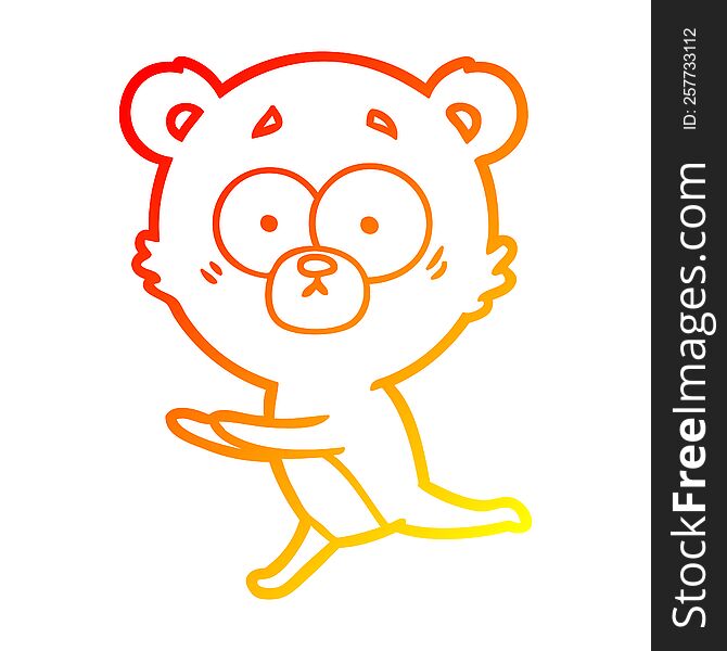 warm gradient line drawing of a worried bear cartoon