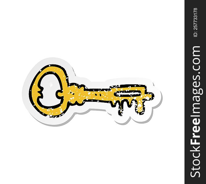 retro distressed sticker of a cartoon key