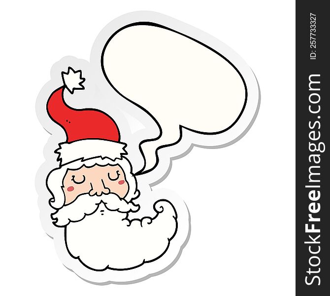 Cartoon Santa Face And Speech Bubble Sticker
